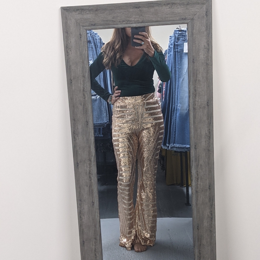 Sequin Flare Pants, NWT